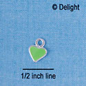 C2365+ - Lime Green Heart - Silver Charm - Mini (6 charms per package)