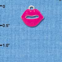 C2369 - Hot Pink Lips Silver Charm (6 charms per package)