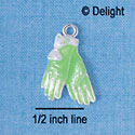 C2400 - Lime Green Gloves Silver Charm (6 charms per package)