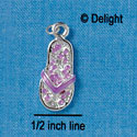 C2412 - Flip Flop with Flower Pattern - Purple - Silver Charm (6 charms per package)