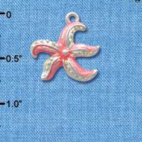 C2426 - Starfish - Hot Pink - Silver Charm (6 charms per package)