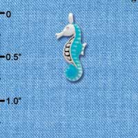C2427+ - Seahorse - Blue - Silver Charm (6 charms per package)