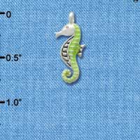 C2428+ - Seahorse - Green - Silver Charm (6 charms per package)