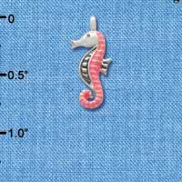 C2429+ - Seahorse - Hot Pink - Silver Charm (6 charms per package)