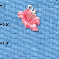 C2435 - Hibiscus Flower - Hot Pink - Silver Charm (6 charms per package)