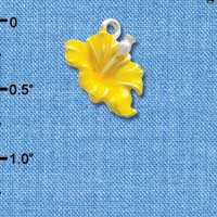 C2437 - Hibiscus Flower - Yellow - Silver Charm (6 charms per package)