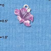 C2438 - Hibiscus Flower - Purple - Silver Charm (6 charms per package)