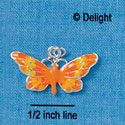 C2439 - Butterfly - Orange & Yellow - Silver Charm (6 charms per package)