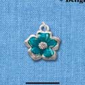 C2444 - Flower - Blue - Silver Charm (6 charms per package)