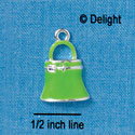 C2446 - Lime Green Purse with Buckle - Silver Charm (6 charms per package)