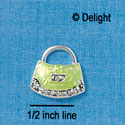 C2451 - Lime Green Purse with Faux Marcasite - Silver Charm (6 charms per package)