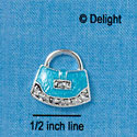 C2452 - Blue Purse with Faux Marcasite - Silver Charm (6 charms per package)