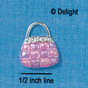 C2456 - Checkered Purse - Pink and Purple - Silver Charm (6 charms per package)