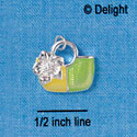C2458 - Purse with Flower - Yellow and Orange - Silver Charm (6 charms per package)