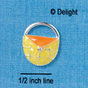 C2460 - Purse with Lines - Yellow and Orange - Silver Charm (6 charms per package)
