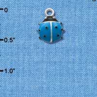 C2465 - Lady Bug - Blue - Silver Charm (6 charms per package)