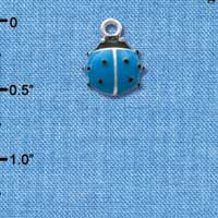C2465 - Lady Bug - Blue - Silver Charm (6 charms per package)