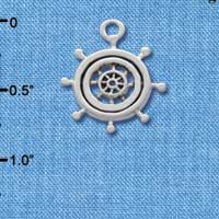 C2482 - Antiqued Ship Wheel - Silver Charm (6 charms per package)