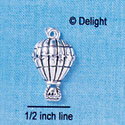 C2489 - Antiqued Hot Air Balloon - Silver Charm (6 charms per package)