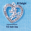 C2490 - Cupid in Heart - Silver Charm (6 charms per package)