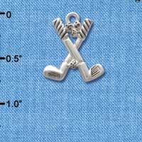 C2496 - Golf Clubs with Golf Ball - Silver Charm (6 charms per package)