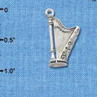 C2505+ - Harp - Silver Charm (6 charms per package)