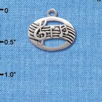 C2516 - Oval with Music Notes - Silver Charm (6 charms per package)