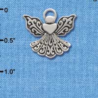 C2520 - Silver Angel with Heart - Silver Charm (6 charms per package)