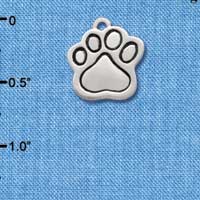 C2525 - Paw - large - Silver - Silver Charm (6 charms per package)