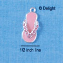 C2565 - Pink Flip Flop with Pink Swarovski Crystals - Silver Charm (2 per package)
