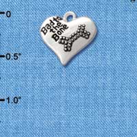 C2577 - Bad to the Bone Heart - Antiqued - Silver Charm ( 6 charms per package )