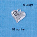 C2579 - Bad to the Bone Heart - Clear Swarovski Crystals - Silver Charm (2 per package)