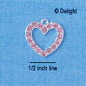 C2581 - Light Pink Swarovski Crystal Heart - Silver Charm (2 per package)