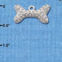 C2591 ctlf - Large Clear Swarovski Crystal Dog Bone - Silver Charm (2 per package)