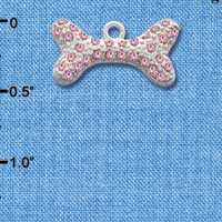 C2592 ctlf - Large Light Pink Swarovski Crystal Dog Bone - Silver Charm (2 per package)