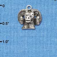 C2596+ - Ram Head - Silver Charm (3-D) ( 6 charms per package )