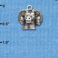 C2596+ - Ram Head - Silver Charm (3-D) ( 6 charms per package )