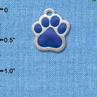 C2608 - Paw - Royal Blue - Large - Silver Charm ( 6 charms per package )