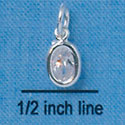 C2628 - CZ Oval Pendant - Crystal - 4x6mm - Silver Charm