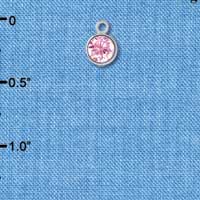 C2629 - CZ Round Pendant - Pink - 4mm - Silver Charm