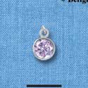 C2633 - CZ Round Pendant - Amethyst - 6mm - Silver Charm (2 per package)