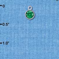 C2638 - CZ Round Pendant - Emerald - 4mm - Silver Charm