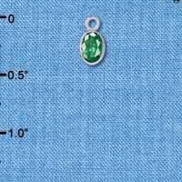 C2640 - CZ Oval Pendant - Emerald - 4x6mm - Silver Charm