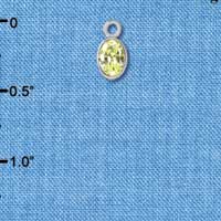 C2646 - CZ Round Pendant - Peridot - 4mm - Silver Charm
