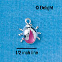 C2662 - Ladybug - Pink Acrylic - Silver Charm