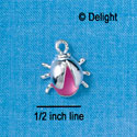 C2662 - Ladybug - Pink Acrylic - Silver Charm