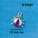 C2665 - Ladybug - Purple Acrylic - Silver Charm