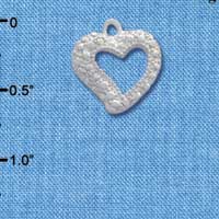 C2666* - Heart with Faux Stone Look (Left & Right) - Silver Charm