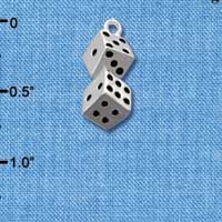 C2672+ - 3-D Pair of Dice - Silver Charm ( 6 charms per package )