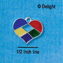 C2696 - Heart - Stained Glass - Silver Charm